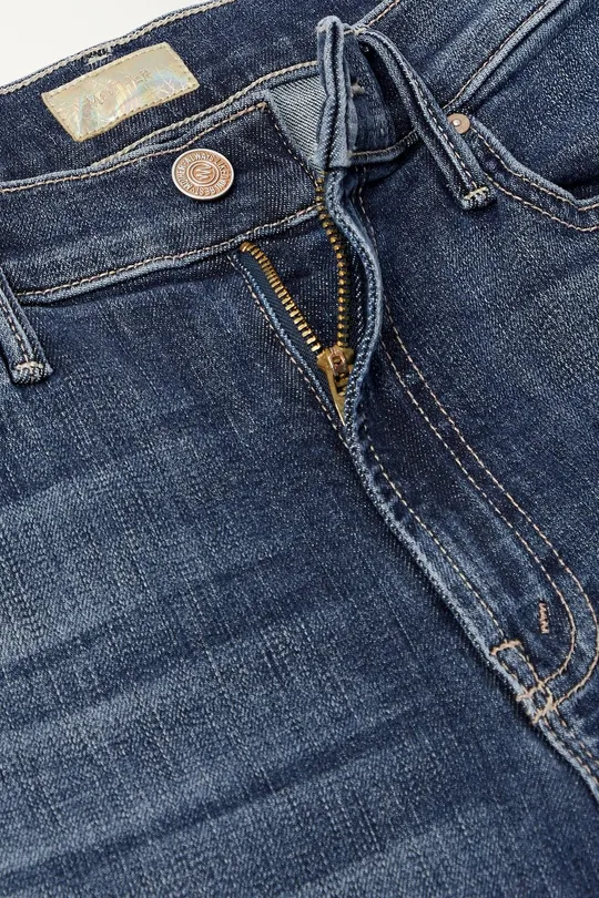 Mother The Insider Crop Step Fray Girl Crush Jeans in Blue - Size 28