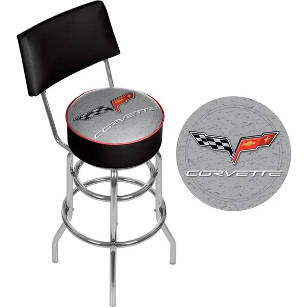 Trademark Corvette C6 Padded Bar Stool with Back