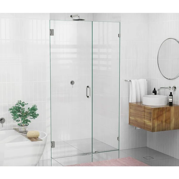 Glass Warehouse 78-in x 42.25-in Frameless Shower Door Wall Hinge Brushed Nickel - GW-WH-42-25-BN