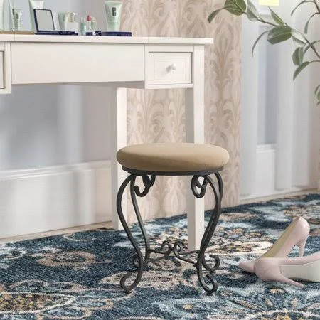 Charlton Home Steffes Metal Vanity Stool Color: Java