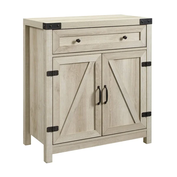 The Gray Barn 30-Inch Rustic Barn Door Accent Cabinet (Grey Wash)