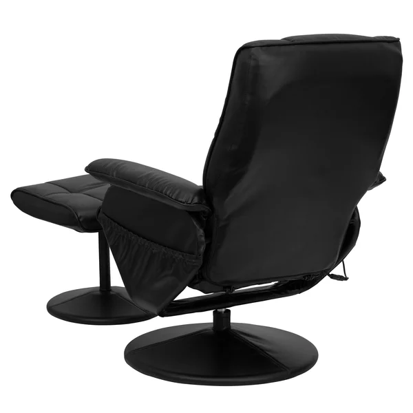 Lancaster Home Massaging Black LeatherSoft Recliner/ Ottoman with Wrapped Base, Size: Oversized