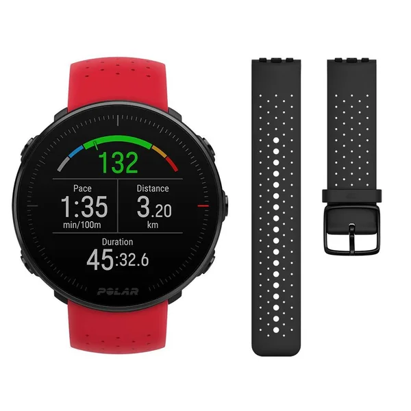 Polar Vantage M Multi Sport GPS Watch - Black with Red Band, M/L