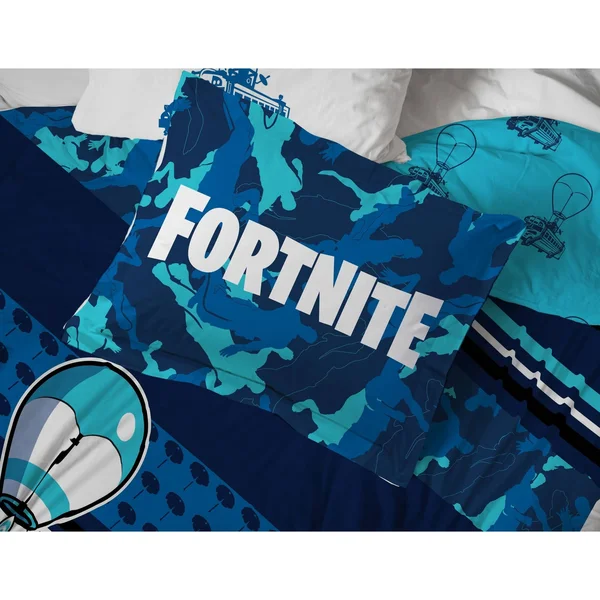 Fortnite Battle Bus Full Bed Set, Blue