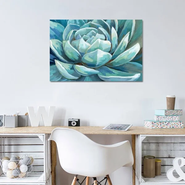 Nan Canvas Wall Decor Prints - Cerulean Succulent ( Floral & Botanical > Flowers art)
