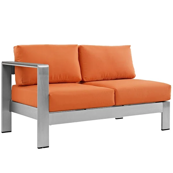 Modway Shore Left-arm Corner Sectional Outdoor Patio Aluminum Loveseat - Silver Orange