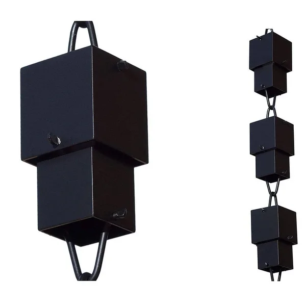 Monarch Rain Chains Multi Cubed 8.5-ft Black Powder Coated Pails Rain Chains - 12027
