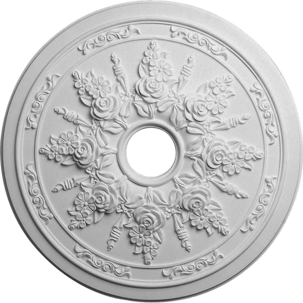 23 5/8x22OD x 4x22ID x 1 1/2x22P Rose and Ribbon Ceiling Medallion (Fits Canopies Up to 4x22) - Hand-Painted Ultra Pure White Cra