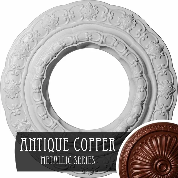 15 3/8x22OD x 7x22ID x 1x22P Lisbon Ceiling Medallion (Fits Canopies Up to 7x22) - Hand-Painted Platinum