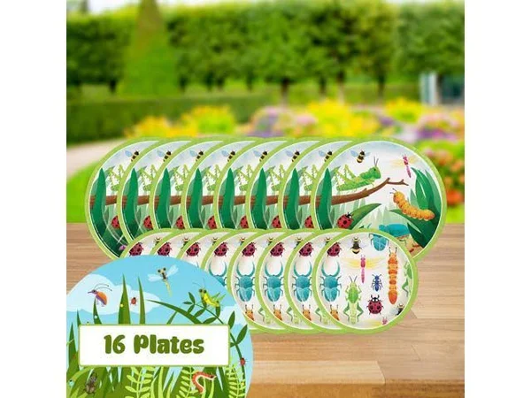 Creative Converting Birthday Bugs Party Dinnerware Bundle - Napkins, Plates, Table Cover, Bug-Themed Birthday Party, Baby Showe
