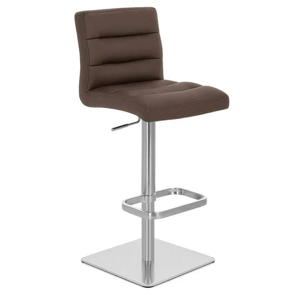 Zuri Furniture Brown Lush Square Base Adjustable Height Swivel Armless Bar Stool