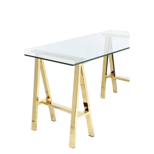 Pangea Home Brady Desk Small High Polish Gold