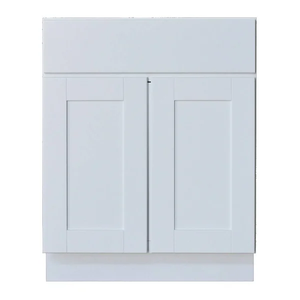 Sunny Wood SHB27-A Shaker Hill 27x22 Double Door Base Cabinet with Dovetail Drawer Designer White