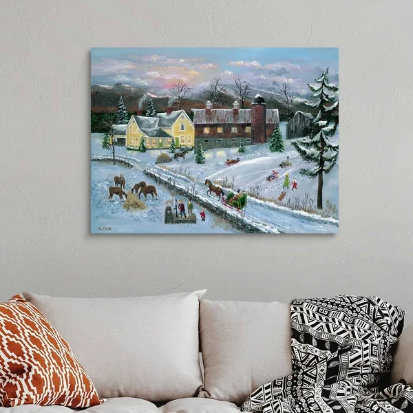 Farm at Dusk, Canvas Wall Art, 40x30, Great Big Canvas
