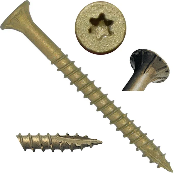 Construction Wood Screws #8 x 1-1/2x22 Bronze Star Exterior Coated Wood Screw Torx/Star Drive Head (Full Box - 6500 Approx. Scre