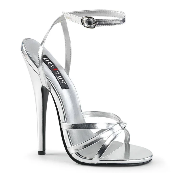 Devious - Domina-108 7 - Silver Metallic PU