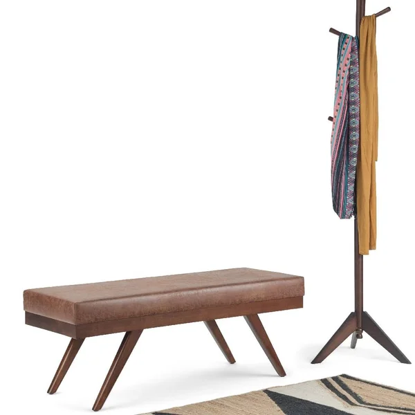 Simpli Home Chanelle Mid Century Ottoman Bench - Umber Brown