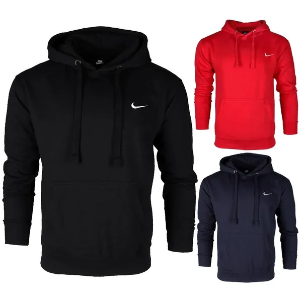 Nike Men's Athletic Wear Embroidered Swoosh Fleece Gym Active Pullover Hoodie XL - Navy 473