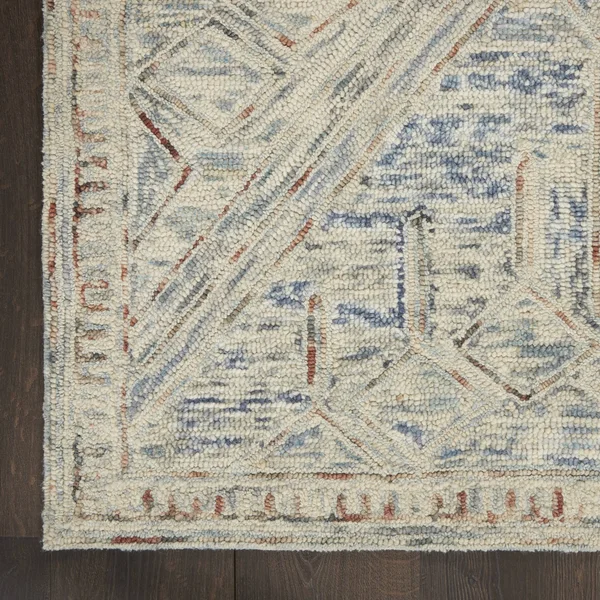 Nourison LNK02 Linked Blue/Multi Area Rug- 5& x 7&6x22
