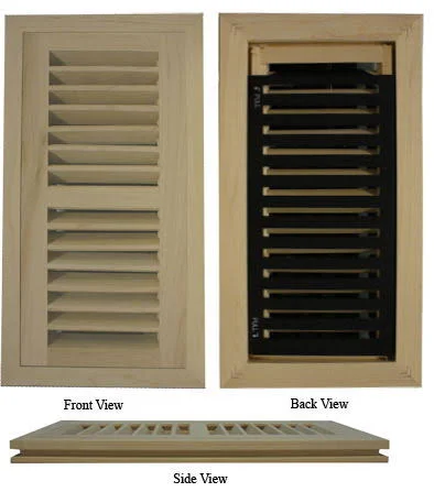 4x22 x 14x22 Flush Mount Maple Wood Floor Register High Output Air Flow