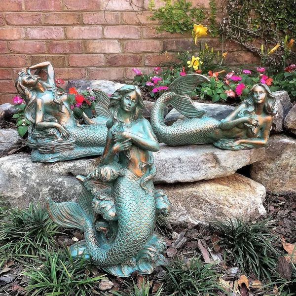 Homestyles Bronze Patina Classic Mermaid Nautical Beach Statue Assortment (3-Piece Assortment)