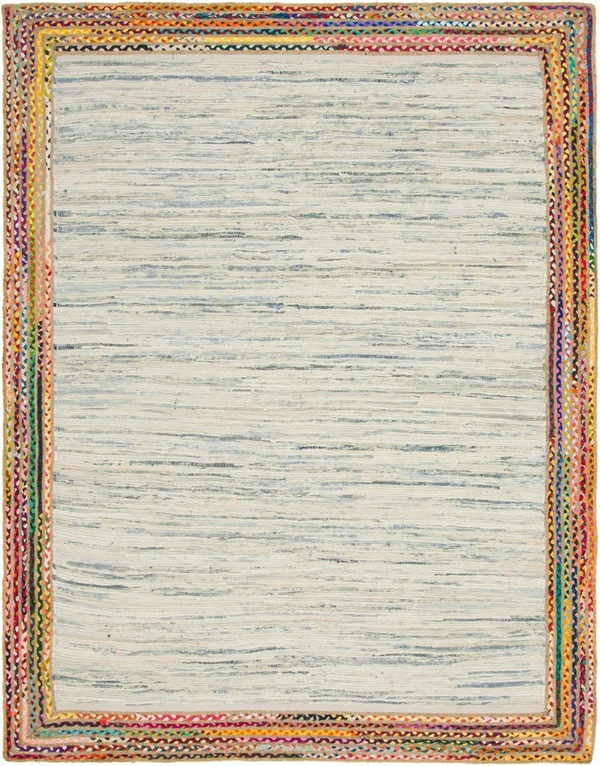 Unique Loom Striped Chindi Jute Rug Ivory, 10& x 8&