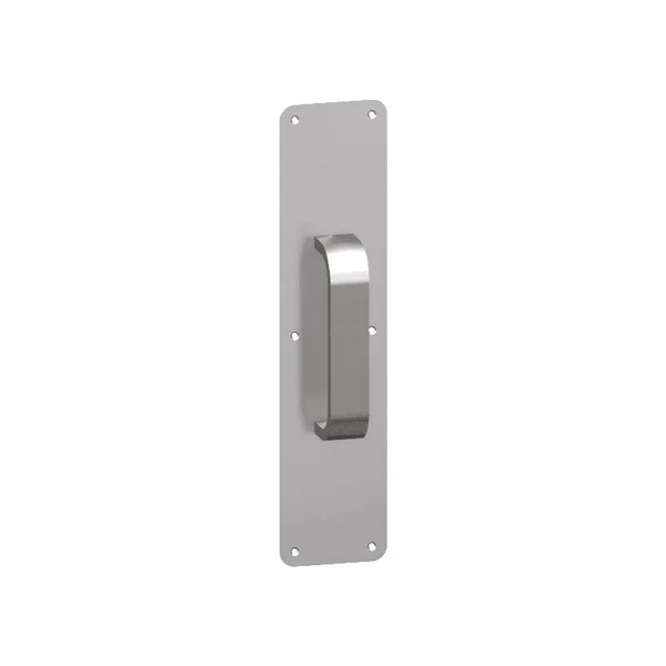 Hager 92G-3.5x15 3.5x22 x 15x22 1/2x22 Radius Corner 0.125x22 Gauge Pull Plate with Rectangular Wrought Pull on 8x22 Center from