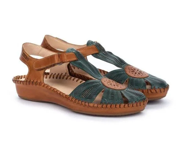 Pikolinos Women's Puerto Vallarta Closed Toe Sandal 655-0575 - Size: 35, Emerald Calfskin