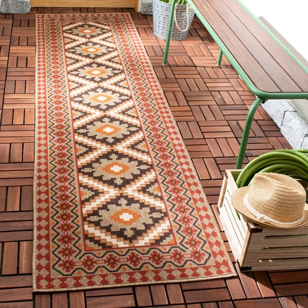 Safavieh Veranda Eyvor Indoor/ Outdoor Rug - 2&3x22 x 8& Runner - Ivory/Blue