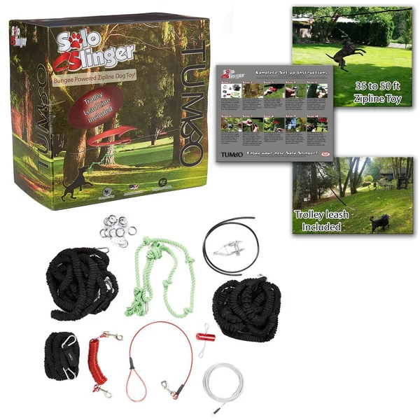 Tumbo Solo Slinger Zipline Dog Toy with 50 ft Trolley Included