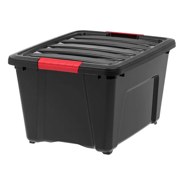 Iris 32 Quart Stack & Pull Box - 6 Pack, Black