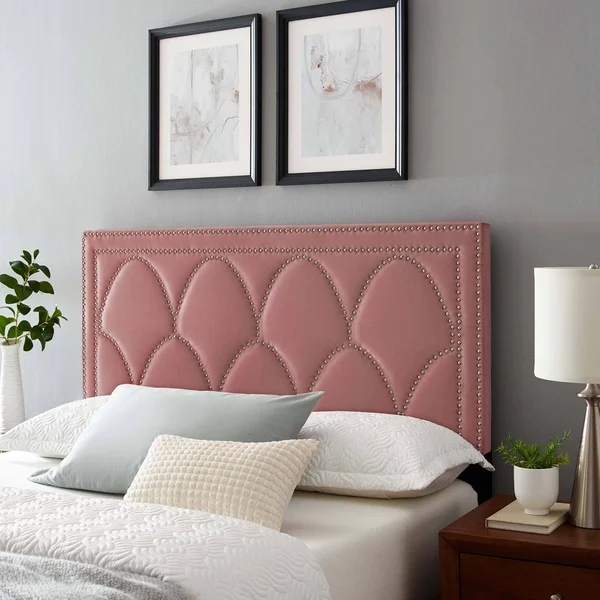 Greta Performance Velvet Full/Queen Headboard Dusty Rose Modway