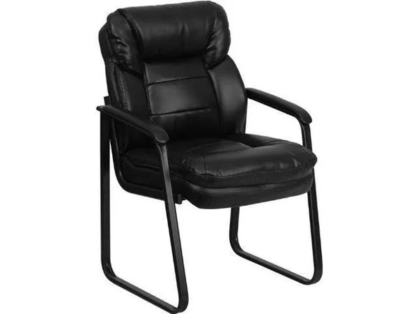 Flash Furniture Black Leather Executive Side Reception Chair and Series Big & Tall Leather Executive Side Chair with Sled Ba