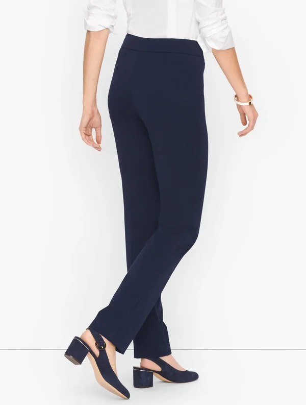 Refined Bi-Stretch Straight Leg Pants - Charcoal Grey Heather - 10 Talbots
