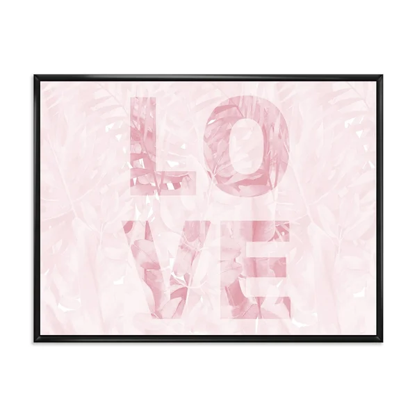 Designart 'Pink Pastel Love' Shabby Chic Framed Canvas Wall Art Print - 32 in. Wide x 16 in. High - Gold