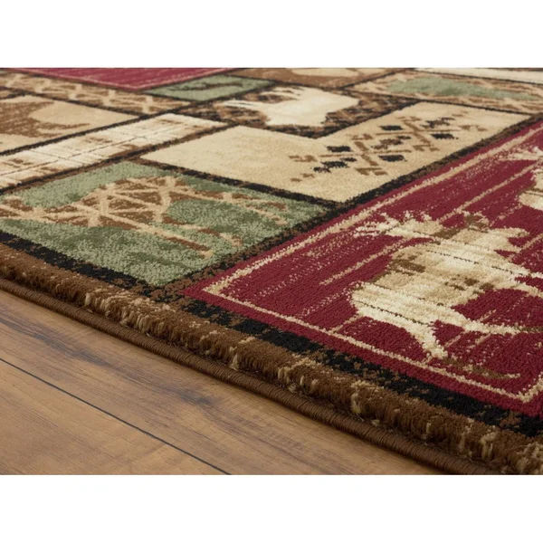 Wild Life Collection Multicolor Polypropylene Area Rug - 5&2&& x 7&5&&