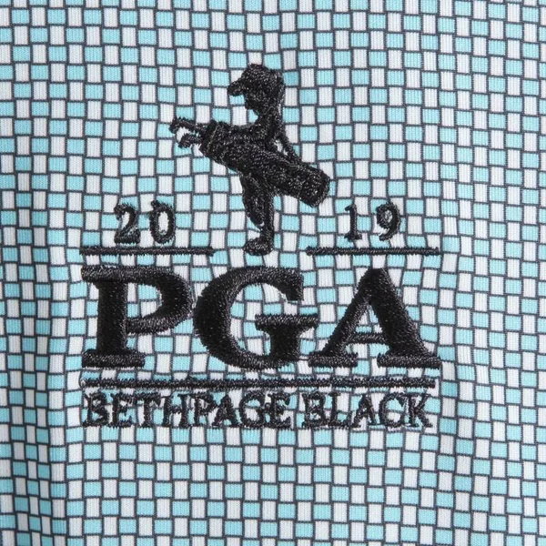 FootJoy Lisle Basketweave Print Self Collar Polo Aqua/Black/White