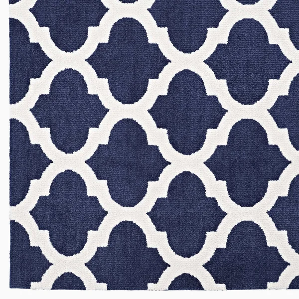 Modway Lida Moroccan Trellis 5x8 Area Rug - Ivory and Charcoal