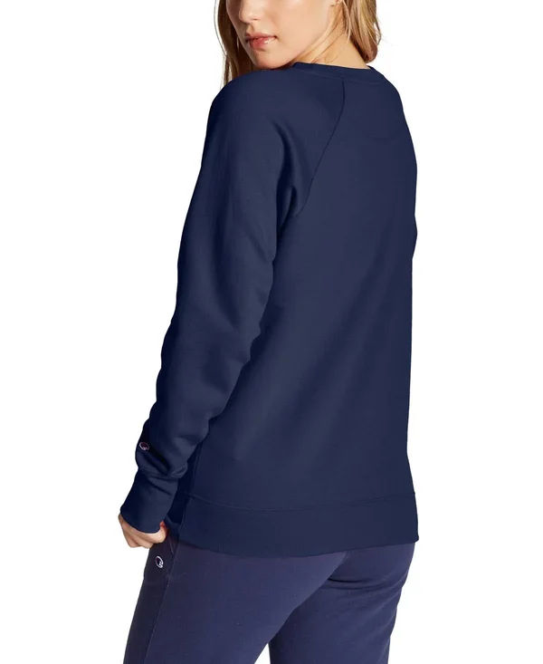Champion Women's Powerblend Fleece Crew - Chainstitch Logo Amazing Aqua, M