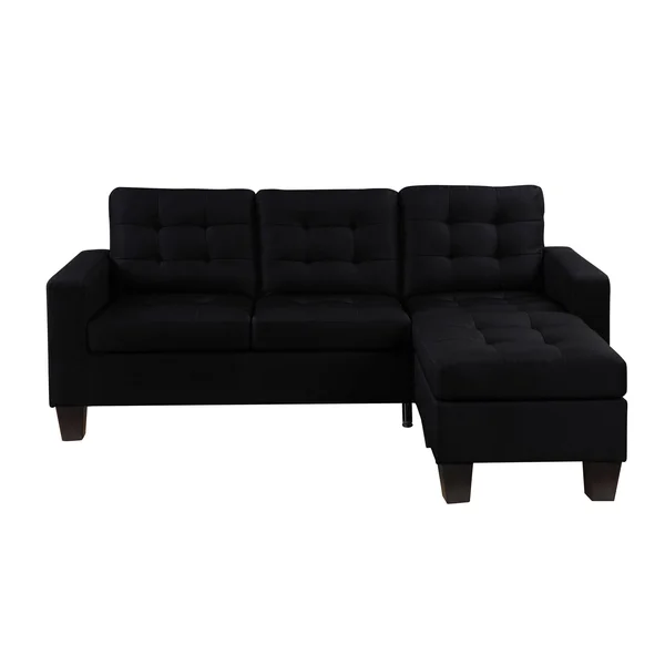 Earsom Sofa & Ottoman - Black Linen