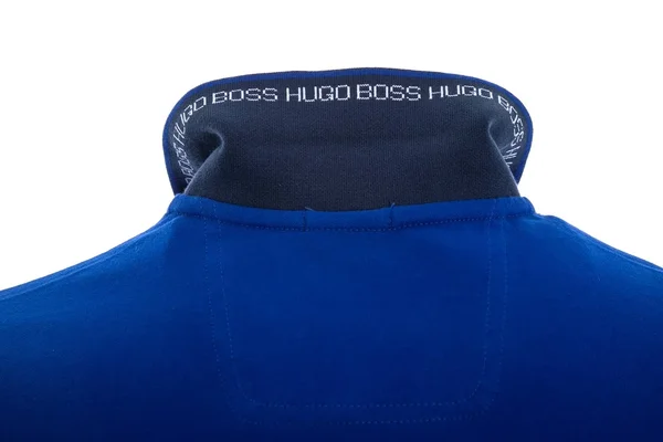 Hugo Boss - Slim Fit Polo Shirt in Stretch Piqu with Curved Logo - Blue
