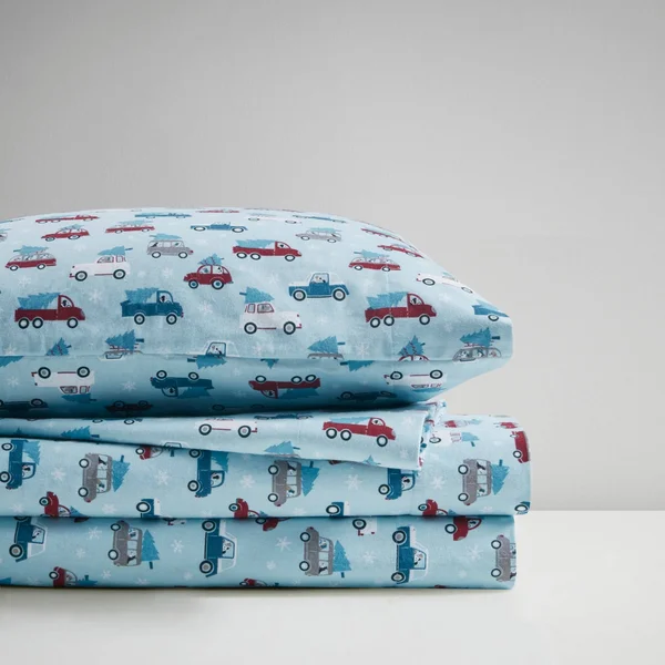 Taylor & Olive Heron Flannel Cotton Bed Sheet Set Multi Sloth Queen