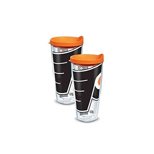 Tervis 1105352 'NHL Phi Flyers Colossal' Tumbler with Orange Lid, Wrap, 24 oz, Clear