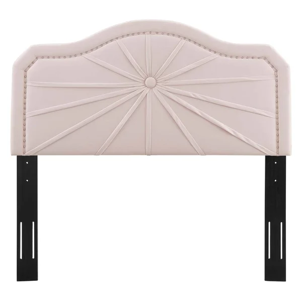 Edmond Pink Velvet Upholstered Full/Queen Size Headboard with Nailhead Trim