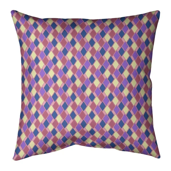 Retro Diamonds Throw Pillow - 16 x 16 - Yellow & Blue - Cotton