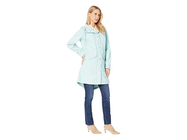 Levi's Rubberized PU Fishtail Rain Parka Women's Coat Light Blue : SM