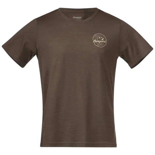 Bergans Graphic Wool Tee Brown, Men Merino Short-sleeved T-Shirt (Size S - Color Forest Brown - Chalk Sand)