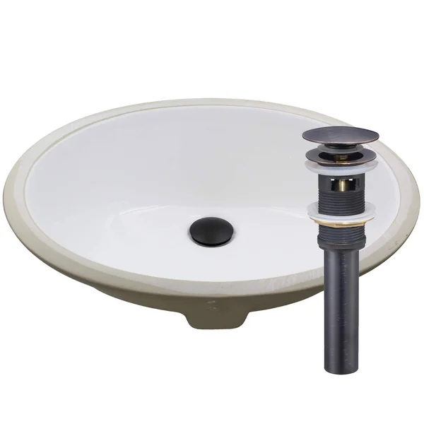 Novatto 19.5 in. Oval Undermount Porcelain Bathroom Sink in White with Overflow Drain in Oil Rubbed Bronze