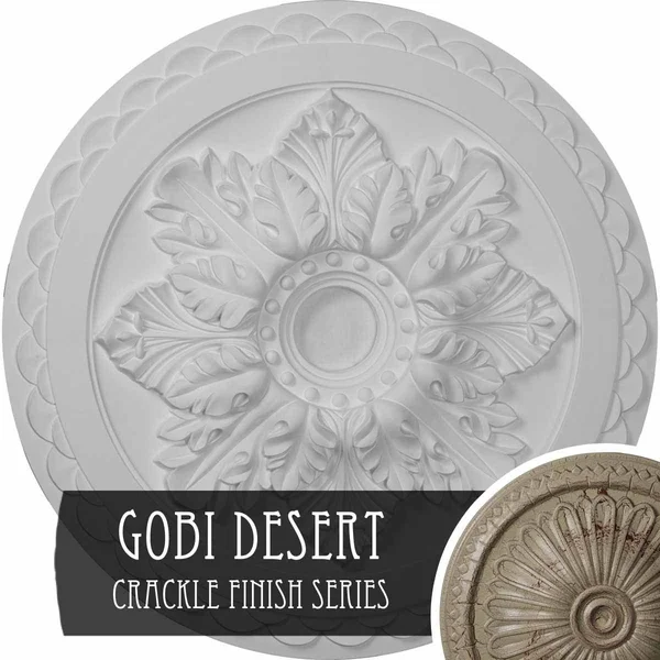 23 5/8x22OD x 3x22ID x 2x22P Bordeaux Deluxe Ceiling Medallion (Fits Canopies Up to 4x22), Hand-Painted Gobi Desert Crackle
