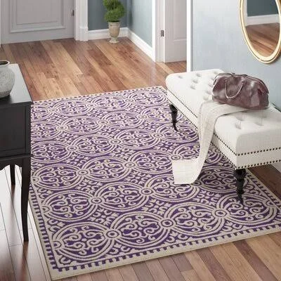 Ilion Geometric Handmade Hand-Tufted Wool Purple Area Rug Winston Porter Rug Size: Rectangle 3& x 5&